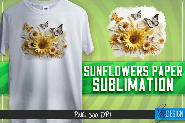 Sunflowers Paper Sublimation | T-Shirt Design Sublimation Fly Design 