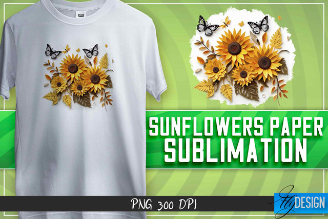 Sunflowers Paper Sublimation | T-Shirt Design Sublimation Fly Design 