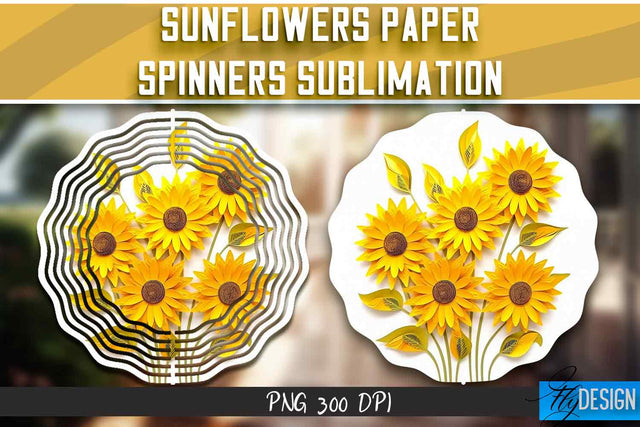 Sunflowers Paper Wind Spinners Sublimation Sublimation Fly Design 
