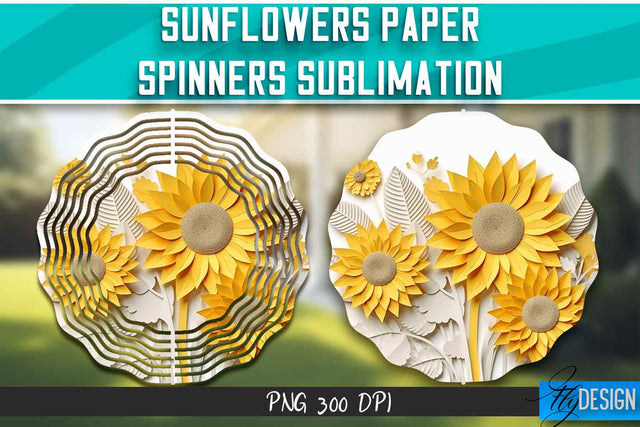 Sunflowers Paper Wind Spinners Sublimation Sublimation Fly Design 