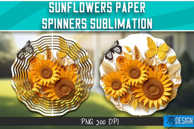 Sunflowers Paper Wind Spinners Sublimation Sublimation Fly Design 