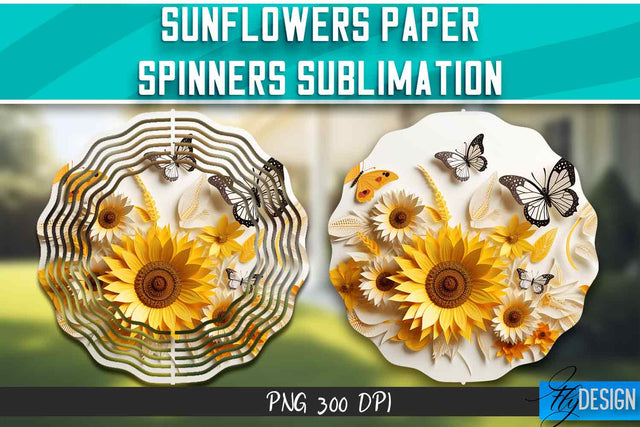 Sunflowers Paper Wind Spinners Sublimation Sublimation Fly Design 