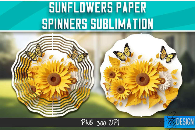 Sunflowers Paper Wind Spinners Sublimation Sublimation Fly Design 
