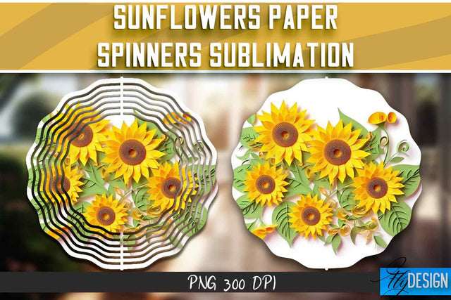 Sunflowers Paper Wind Spinners Sublimation Sublimation Fly Design 