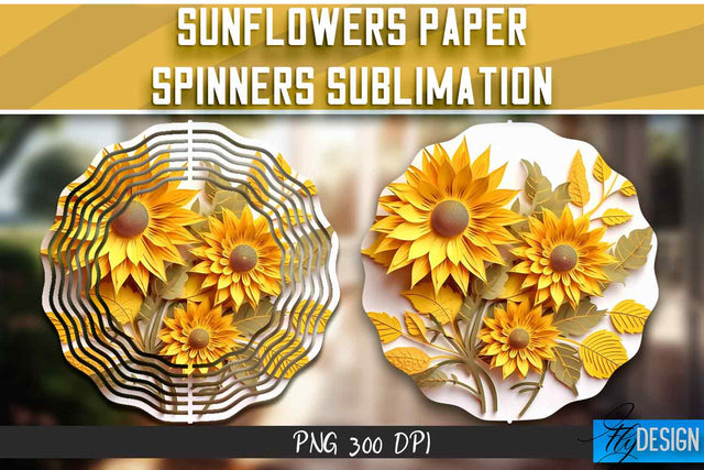 Sunflowers Paper Wind Spinners Sublimation Sublimation Fly Design 