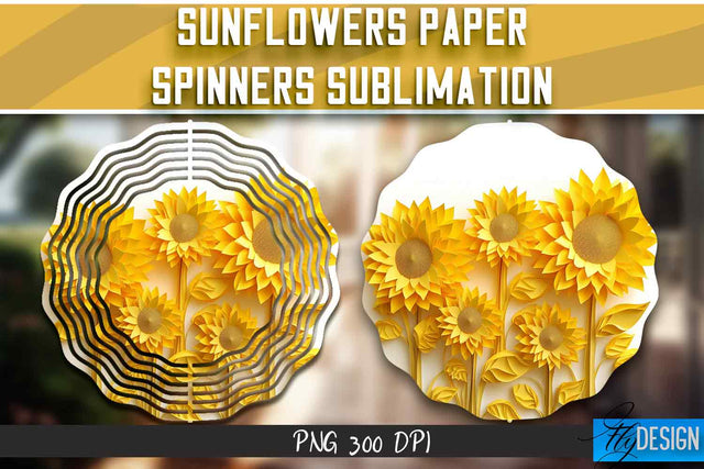Sunflowers Paper Wind Spinners Sublimation Sublimation Fly Design 