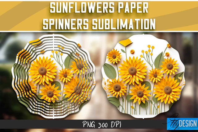 Sunflowers Paper Wind Spinners Sublimation Sublimation Fly Design 