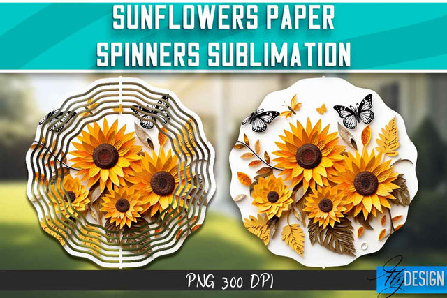 Sunflowers Paper Wind Spinners Sublimation Sublimation Fly Design 