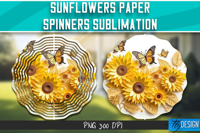 Sunflowers Paper Wind Spinners Sublimation Sublimation Fly Design 