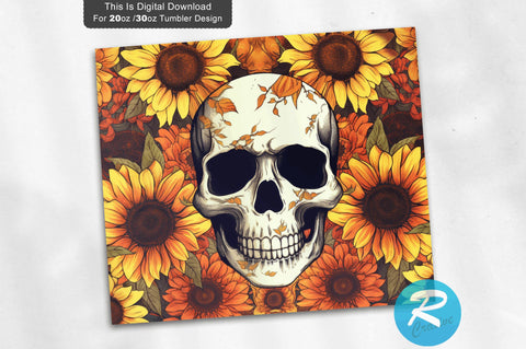 Sunflowers Skull 20 oz / 30 oz Tumbler PNG Sublimation Regulrcrative 