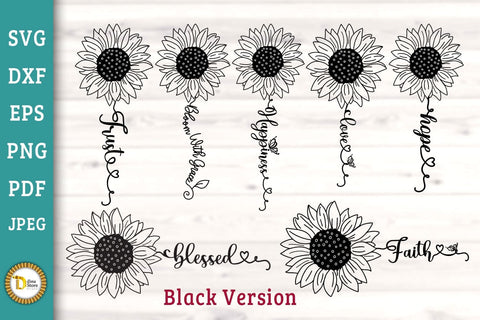 Sunflowers SVG Inspirational Quotes Bundle For Cricut SVG Dina.store4art 
