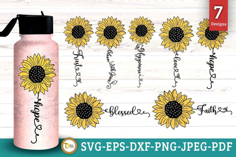 Sunflowers SVG Inspirational Quotes Bundle For Cricut SVG Dina.store4art 