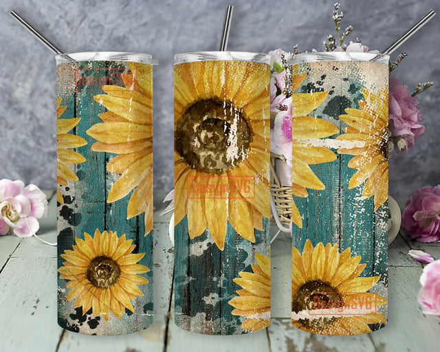 Sunflowers Tumbler PNG, Sunflower Wrap PNG Sublimation Designs Downloads, Vintage Sunflower 20oz Straight Tumbler Sublimation DesignSVG 