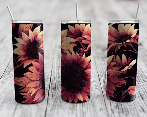 Sunflowers Tumbler Sublimation Designs Bundle, 20 Oz Skinny Tumbler Sunflower Designs, Hot Pink Sunflower Tumbler PNG, 5 Seamless Designs Sublimation HappyDesignStudio 