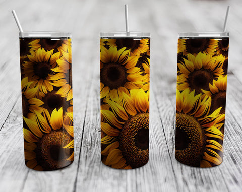 Sunflowers Tumbler Sublimation Designs Bundle, 20 Oz Skinny Tumbler Sunflower Designs, Hot Pink Sunflower Tumbler PNG, 5 Seamless Designs Sublimation HappyDesignStudio 