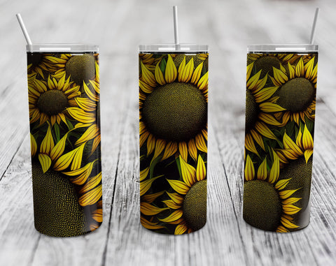 Sunflowers Tumbler Sublimation Designs Bundle, 20 Oz Skinny Tumbler Sunflower Designs, Hot Pink Sunflower Tumbler PNG, 5 Seamless Designs Sublimation HappyDesignStudio 
