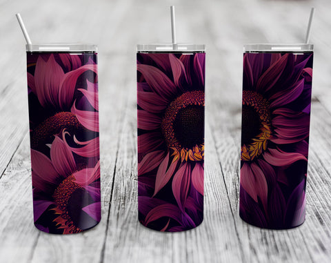 Sunflowers Tumbler Sublimation Designs Bundle, 20 Oz Skinny Tumbler Sunflower Designs, Hot Pink Sunflower Tumbler PNG, 5 Seamless Designs Sublimation HappyDesignStudio 