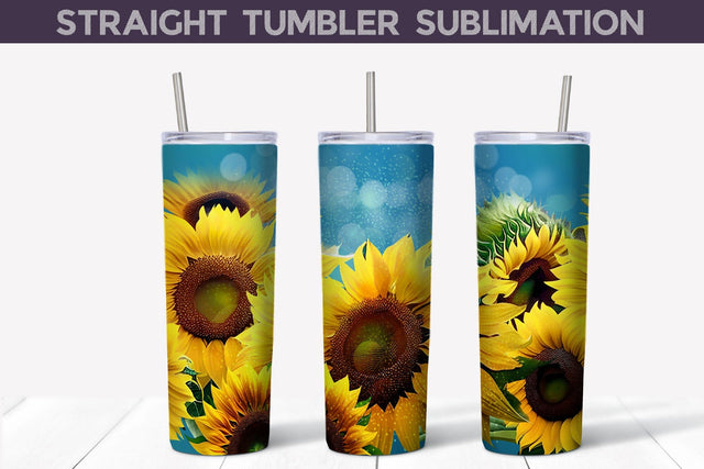 Sunflowers Tumbler Sublimation Sublimation WatercolorColorDream 