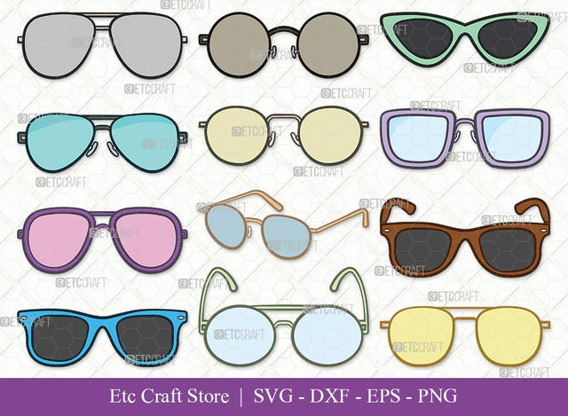 Sunglass Clipart SVG Cut File | Sunglass Svg | Aviators Sunglasses Svg | Spectacles Svg | Eyeglasses Svg | Nerd Glasses Svg | Geek Glasses Svg | Sunglass Svg Bundle SVG ETC Craft 
