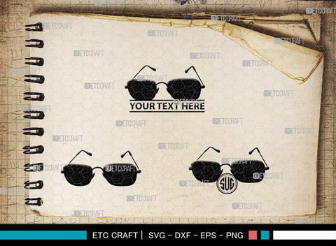 Sunglass Monogram, Sunglass Silhouette, Sunglass SVG, Eyeglasses Svg, Sunglasses Svg, Spectacles Svg, SB00214 SVG ETC Craft 