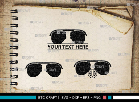 Sunglass Monogram, Sunglass Silhouette, Sunglass SVG, Eyeglasses Svg, Sunglasses Svg, Spectacles Svg, SB00214 SVG ETC Craft 