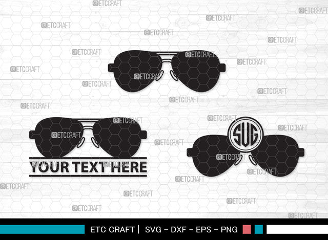 Sunglass Monogram SVG, Sunglass Svg, Aviators Sunglasses Svg, Spectacles Svg, Eyeglasses Svg, Nerd Glasses Svg, Geek Glasses Svg, Sunglass Monogram SVG ETC Craft 
