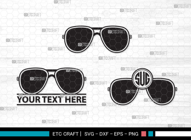 Sunglass Monogram SVG, Sunglass Svg, Aviators Sunglasses Svg, Spectacles Svg, Eyeglasses Svg, Nerd Glasses Svg, Geek Glasses Svg, Sunglass Monogram SVG ETC Craft 