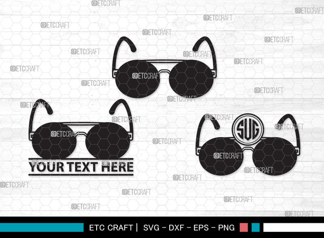Sunglass Monogram SVG, Sunglass Svg, Aviators Sunglasses Svg, Spectacles Svg, Eyeglasses Svg, Nerd Glasses Svg, Geek Glasses Svg, Sunglass Monogram SVG ETC Craft 