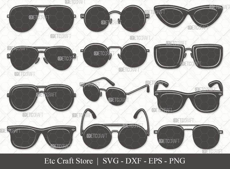 Sunglass Silhouette Svg Cut File Sunglass Svg Aviators Sunglasses Svg Spectacles Svg