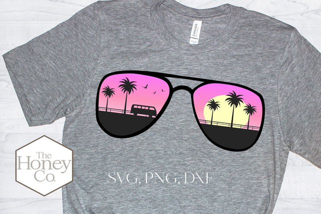 Sunglasses Beach Sunset SVG PNG DXF Summer Sublimation SVG The Honey Company 