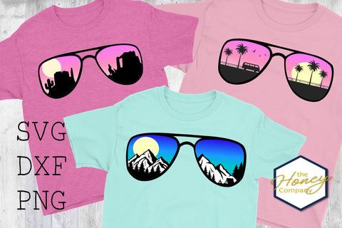 Sunglasses Bundle Mountain, Desert, Beach Sunset SVG PNG DXF Sublimation SVG The Honey Company 