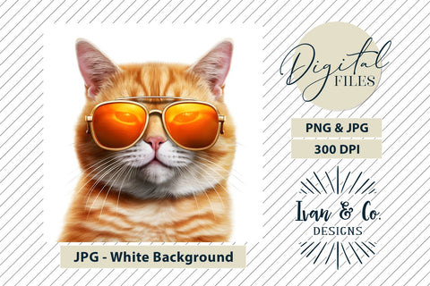 Sunglasses Cat 1 - Clip Art Craft - Sublimation PNG & Printable JPG Sublimation Ivan & Co. Designs 