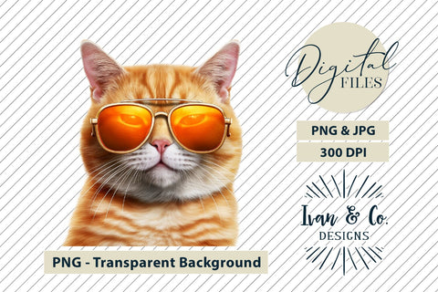 Sunglasses Cat 1 - Clip Art Craft - Sublimation PNG & Printable JPG Sublimation Ivan & Co. Designs 