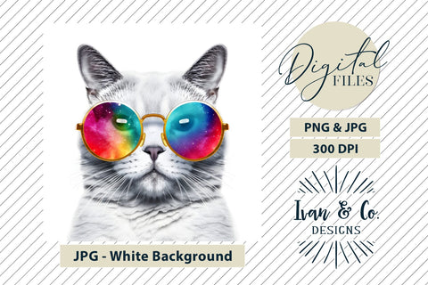 Sunglasses Cat 2 - Clip Art Craft - Sublimation PNG & Printable JPG Sublimation Ivan & Co. Designs 