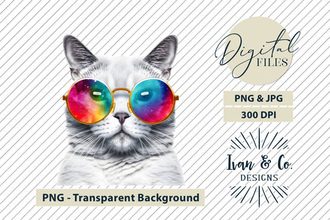 Sunglasses Cat 2 - Clip Art Craft - Sublimation PNG & Printable JPG Sublimation Ivan & Co. Designs 