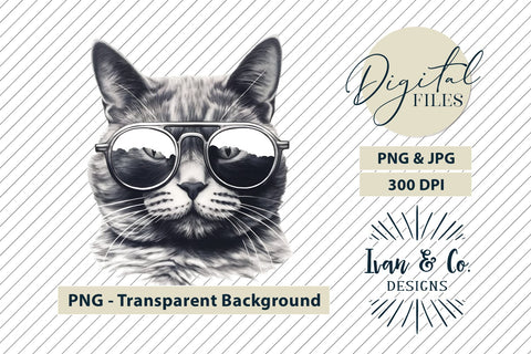 Sunglasses Cat 3 - Clip Art Craft - Sublimation PNG & Printable JPG Sublimation Ivan & Co. Designs 