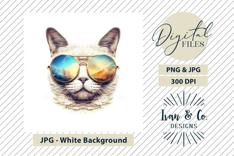 Sunglasses Cat 4 - Clip Art Craft - Sublimation PNG & Printable JPG Sublimation Ivan & Co. Designs 