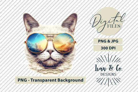 Sunglasses Cat 4 - Clip Art Craft - Sublimation PNG & Printable JPG Sublimation Ivan & Co. Designs 