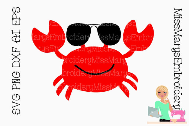 Sunglasses Crab SVG MissMarysEmbroidery 