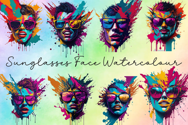 Sunglasses Face Watercolour Clipart Sublimation Rupkotha 