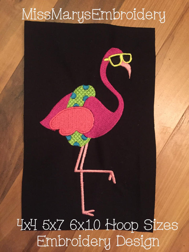 Sunglasses Flamingo Embroidery/Applique MissMarysEmbroidery 