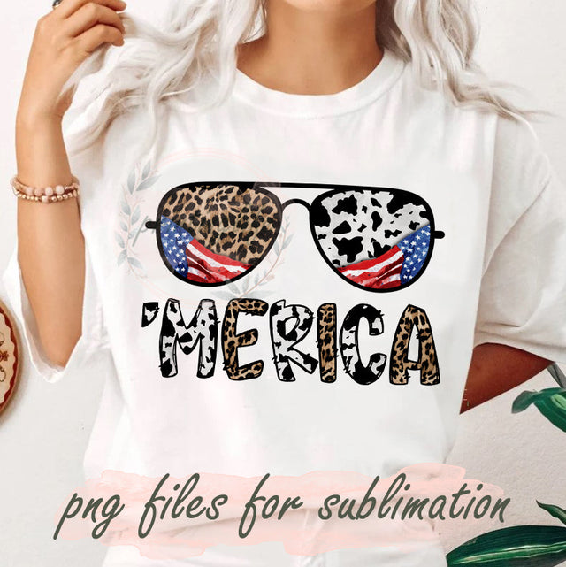 Sunglasses 'Merica Design Png, Sunglasses Leopard Cowhide Png, Independence Day Png, Merica Leopard Cowhide Design Png, 4th of July Png File, Patriotic Sublimation Design, Digital Download Sublimation PrintingLife 