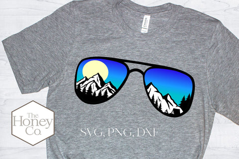 Sunglasses Mountain Sunset SVG PNG DXF Camping Sublimation Vacation SVG The Honey Company 