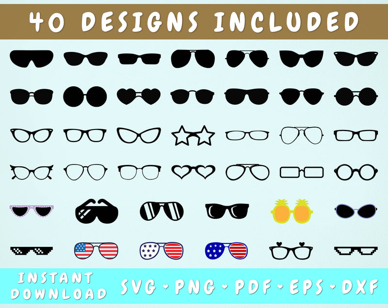 Sunglasses SVG Bundle - 40 Designs SVG HappyDesignStudio 