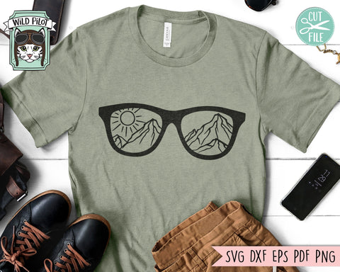 Sunglasses SVG, Mountains SVG, Adventure SVG, Camping svg, Hiking svg, Sunglasses Clipart, Explorer svg, Mountains Clipart, Outdoors svg SVG Wild Pilot 