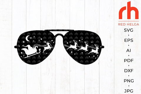 Sunglasses with Santa SVG - Aviator Cut File SVG RedHelgaArt 