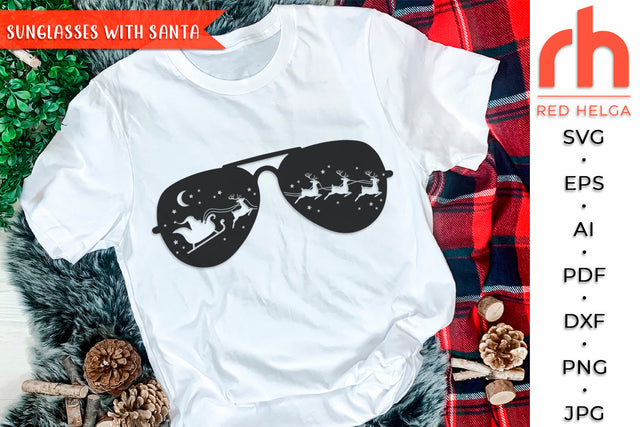 Sunglasses with Santa SVG - Aviator Cut File SVG RedHelgaArt 