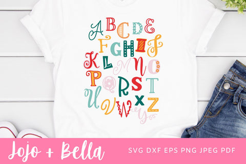 Sunny Alphabet Art SVG, Sunny Alphabet Art SVG, Alphabet cut file, ABC, Words, Letters, Rainbow Cut File For Cricut and Silhouette SVG Jojo&Bella 