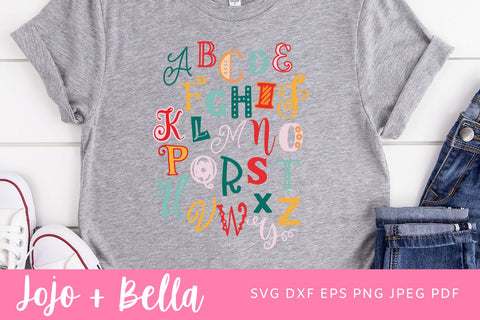 Sunny Alphabet Art SVG, Sunny Alphabet Art SVG, Alphabet cut file, ABC, Words, Letters, Rainbow Cut File For Cricut and Silhouette SVG Jojo&Bella 