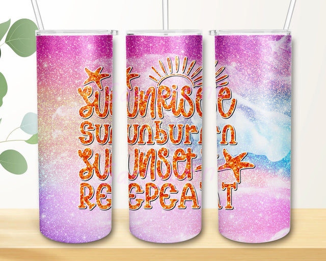 Sunrise Sunburn Sunset 20 oz Skinny Tumbler, Digital Download, Beach tumbler png, Sublimation Design Sublimation sassyprint 